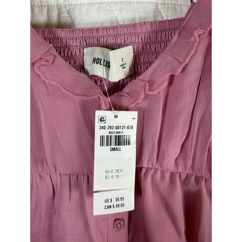 Hollister Cami Tank Top Pink Lace button up Babydoll XS New with tags - Picture 3 of 4